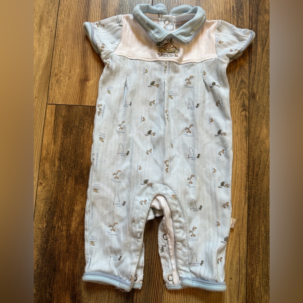 Charming Light Blue Baby Bodysuit with Collar